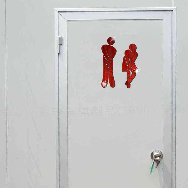 Naklejka ścienna 3D akrylowe lustro łazienkowe kobieta mężczyzna znak WC drzwi dom hotel ubikacja - Wianko - 13