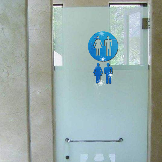 Naklejka ścienna 3D akrylowe lustro łazienkowe kobieta mężczyzna znak WC drzwi dom hotel ubikacja - Wianko - 19