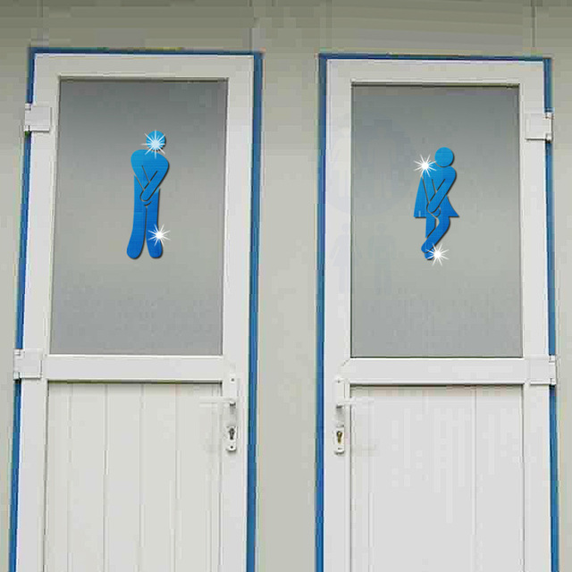 Naklejka ścienna 3D akrylowe lustro łazienkowe kobieta mężczyzna znak WC drzwi dom hotel ubikacja - Wianko - 14