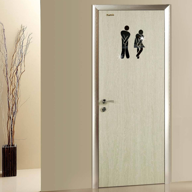 Naklejka ścienna 3D akrylowe lustro łazienkowe kobieta mężczyzna znak WC drzwi dom hotel ubikacja - Wianko - 10