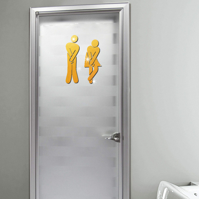 Naklejka ścienna 3D akrylowe lustro łazienkowe kobieta mężczyzna znak WC drzwi dom hotel ubikacja - Wianko - 12