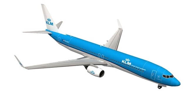 Papierowy Model Boeing 737 Holenderskich Linii Lotniczych - 3D Zestaw Origami do Samodzielnego Złożenia - Wianko - 3