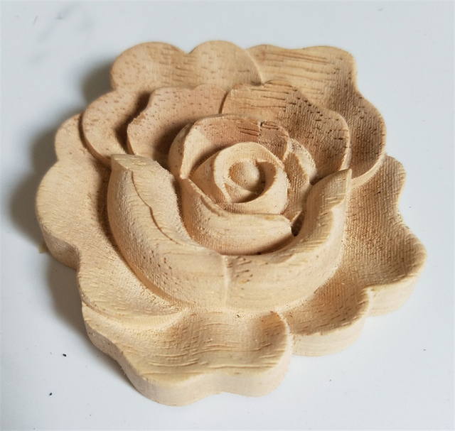 Nowa drewniana aplikacja z rzeźbionym kwiatem do szafki - dekoracyjna figurka - Wianko - 25