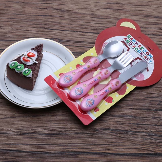 Naczynia stołowe dla dzieci - 3 sztuki, ze stali nierdzewnej: łyżki stołowe, widelce, łyżka stołowa dla niemowląt - Wianko - 12