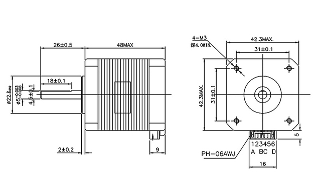 Silnik krokowy Usongshine 8401(8401S) Nema17 48MM 42bygh 1.7A - 5 sztuk/partia dla drukarek 3D i CNC XYZ - Wianko - 2