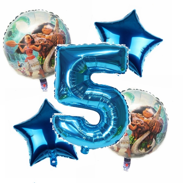 Balony foliowe Disney Moana Cartoon Ocean - 5 sztuk, 32 calowe cyfry dla dzieci, dekoracja urodzinowa - Wianko - 2
