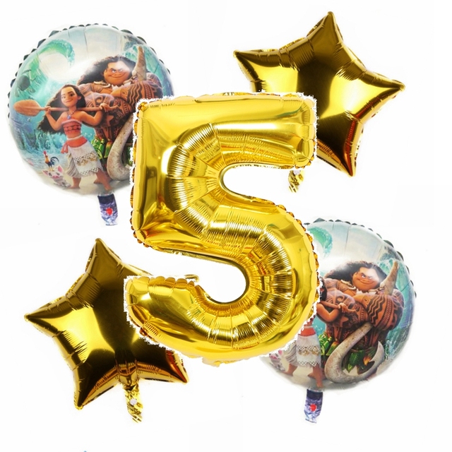 Balony foliowe Disney Moana Cartoon Ocean - 5 sztuk, 32 calowe cyfry dla dzieci, dekoracja urodzinowa - Wianko - 4