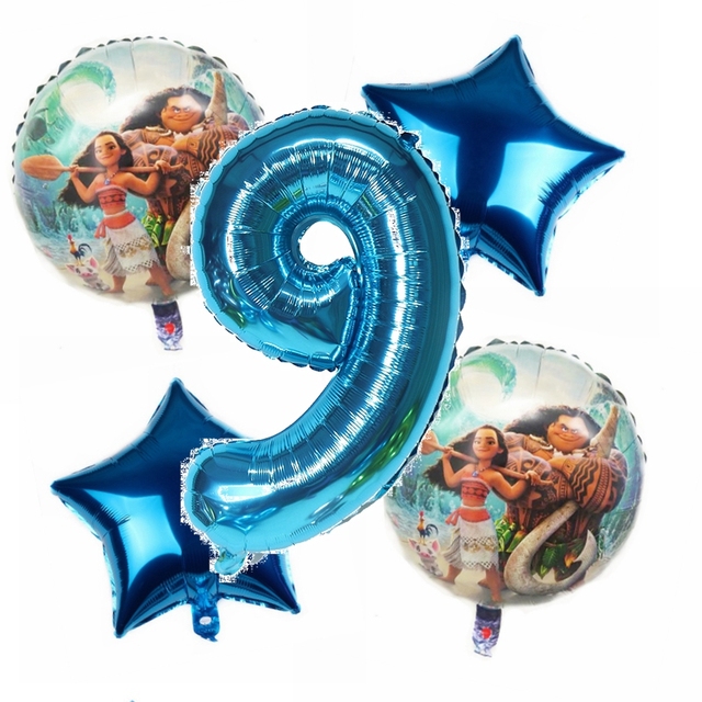Balony foliowe Disney Moana Cartoon Ocean - 5 sztuk, 32 calowe cyfry dla dzieci, dekoracja urodzinowa - Wianko - 3