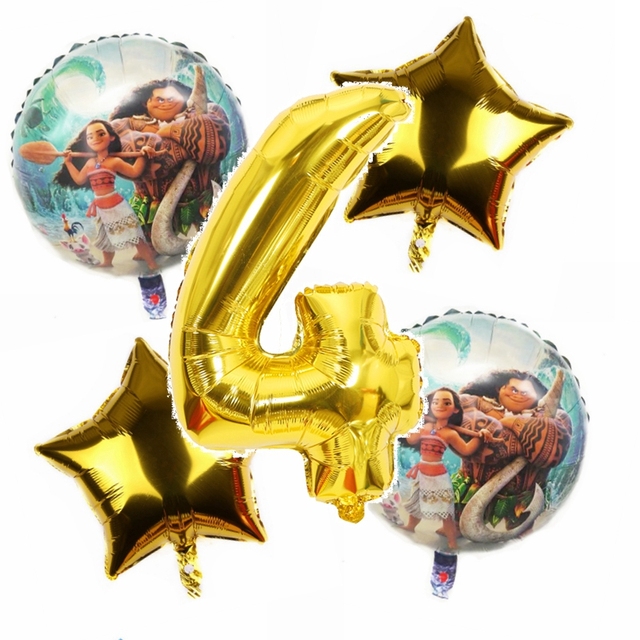 Balony foliowe Disney Moana Cartoon Ocean - 5 sztuk, 32 calowe cyfry dla dzieci, dekoracja urodzinowa - Wianko - 5