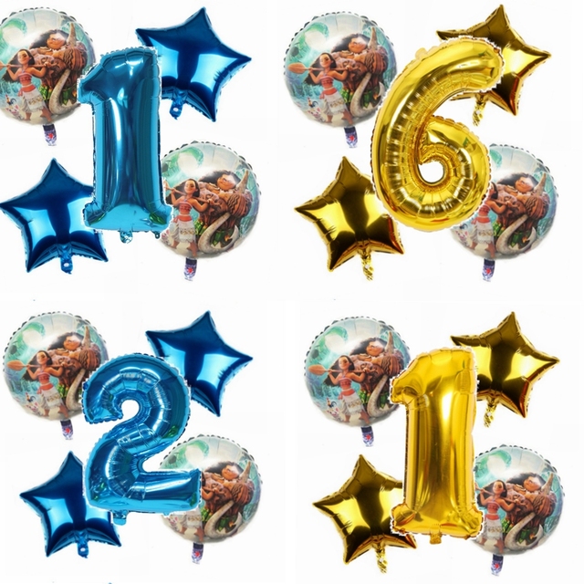 Balony foliowe Disney Moana Cartoon Ocean - 5 sztuk, 32 calowe cyfry dla dzieci, dekoracja urodzinowa - Wianko - 6