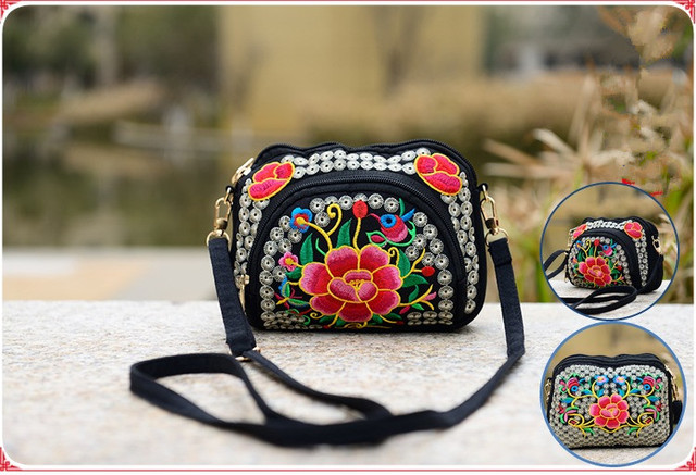 Nowe etniczne torebki damskie z haftem: kwiatowe wzory na ramię i Crossbody - Wianko - 6