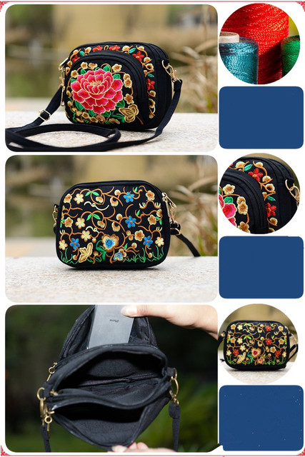 Nowe etniczne torebki damskie z haftem: kwiatowe wzory na ramię i Crossbody - Wianko - 4