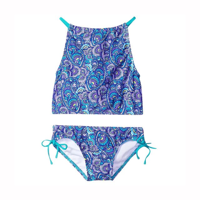 Dwuczęściowy strój kąpielowy dla dziewcząt 8-14 lat Daisy Sport - plażowy tankini Halter Tankini - Wianko - 2