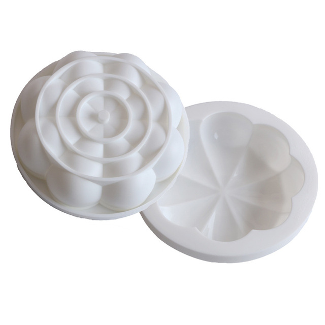 Silikonowa forma do ciasta o osiem płatków kwiatu, okrągła, biała - narzędzie dekoracyjne - Wianko - 3