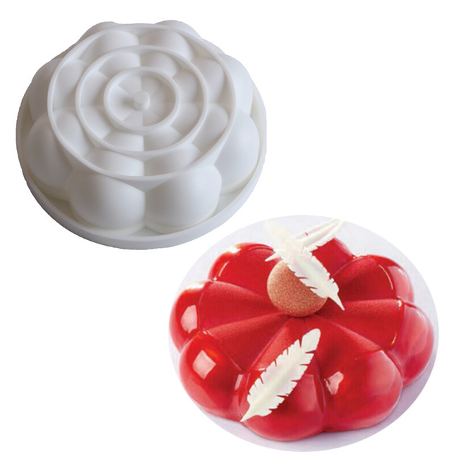 Silikonowa forma do ciasta o osiem płatków kwiatu, okrągła, biała - narzędzie dekoracyjne - Wianko - 4