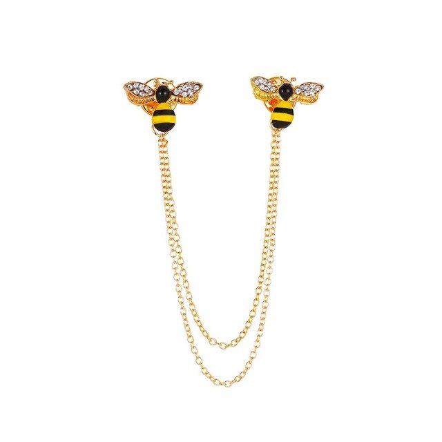 Retro broszka pszczoła - zwierzęce motywy, metalowe frędzle, dla klap garniturów - biżuteria dla mężczyzn i kobiet - Wianko - 1