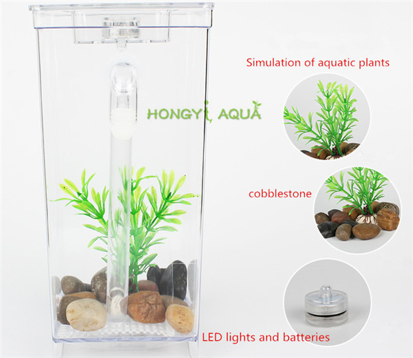 Plastikowe małe akwarium kwadratowe mini-cylinder kreatywny z tworzywa sztucznego - Wianko - 1