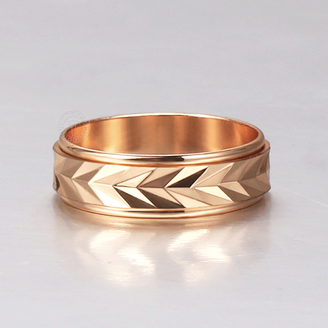 Pierścień Spinner z różowego złota wypełniony 6mm, rzeźbiony, dla kobiet i dziewcząt - biżuteria ślubna, urodzinowy prezent - Wianko - 16