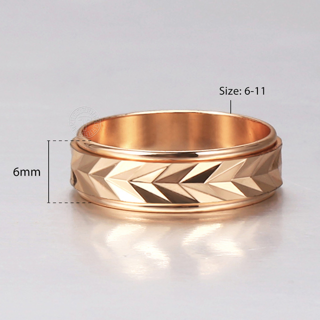 Pierścień Spinner z różowego złota wypełniony 6mm, rzeźbiony, dla kobiet i dziewcząt - biżuteria ślubna, urodzinowy prezent - Wianko - 5