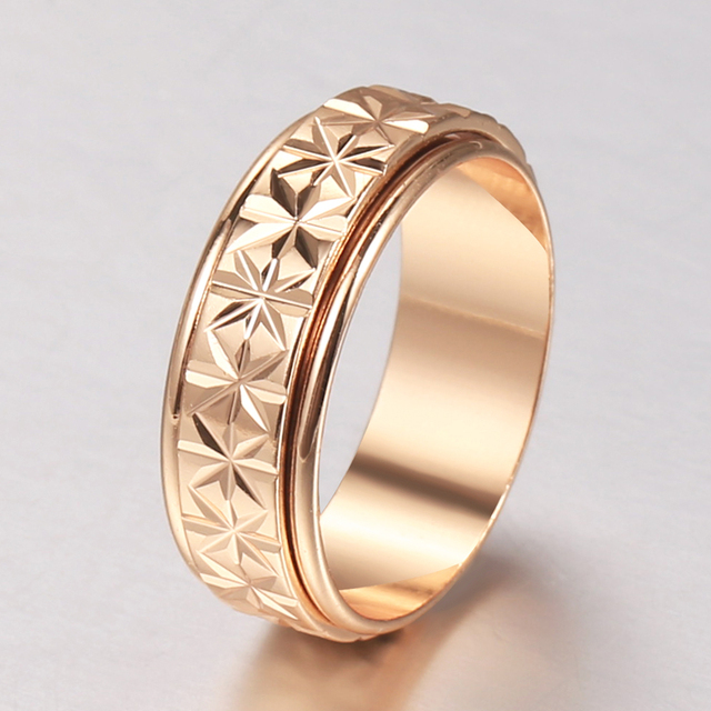 Pierścień Spinner z różowego złota wypełniony 6mm, rzeźbiony, dla kobiet i dziewcząt - biżuteria ślubna, urodzinowy prezent - Wianko - 8