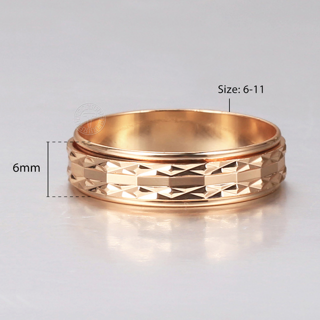 Pierścień Spinner z różowego złota wypełniony 6mm, rzeźbiony, dla kobiet i dziewcząt - biżuteria ślubna, urodzinowy prezent - Wianko - 4