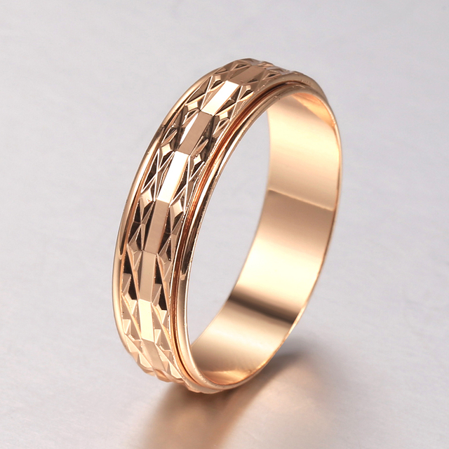 Pierścień Spinner z różowego złota wypełniony 6mm, rzeźbiony, dla kobiet i dziewcząt - biżuteria ślubna, urodzinowy prezent - Wianko - 12