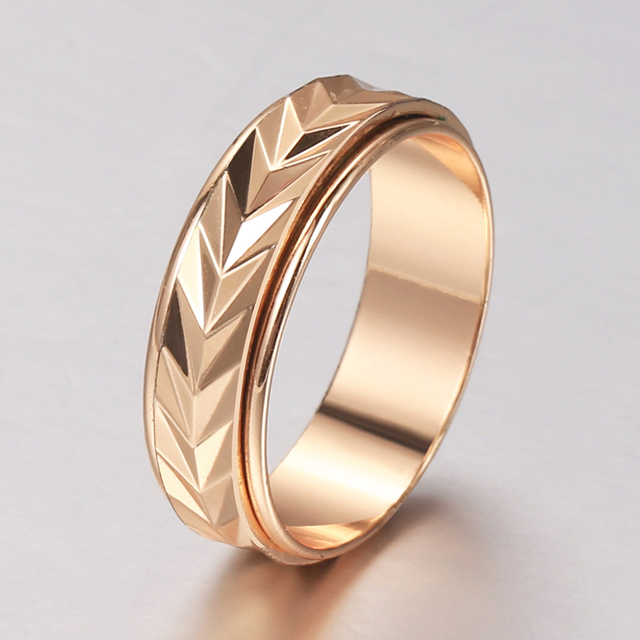 Pierścień Spinner z różowego złota wypełniony 6mm, rzeźbiony, dla kobiet i dziewcząt - biżuteria ślubna, urodzinowy prezent - Wianko - 14