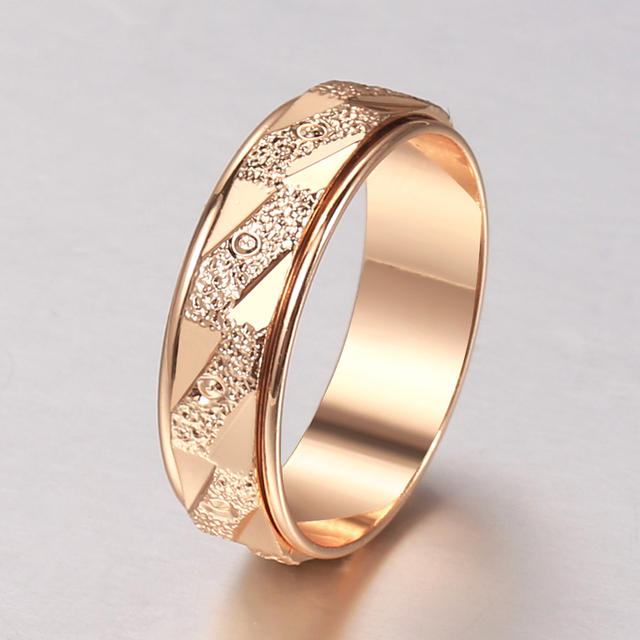 Pierścień Spinner z różowego złota wypełniony 6mm, rzeźbiony, dla kobiet i dziewcząt - biżuteria ślubna, urodzinowy prezent - Wianko - 18