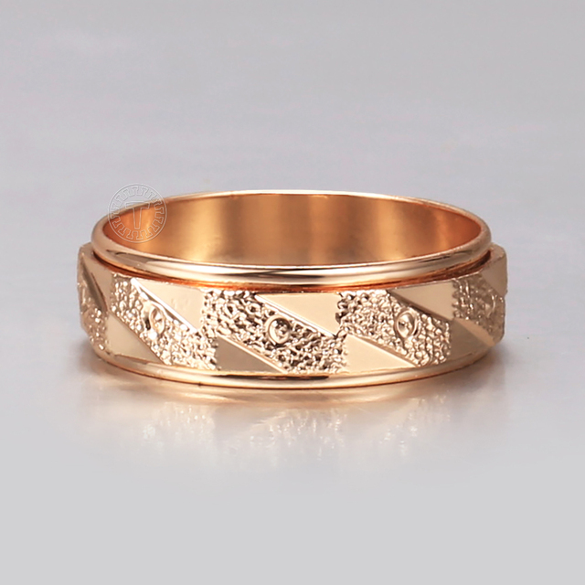 Pierścień Spinner z różowego złota wypełniony 6mm, rzeźbiony, dla kobiet i dziewcząt - biżuteria ślubna, urodzinowy prezent - Wianko - 6