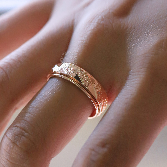 Pierścień Spinner z różowego złota wypełniony 6mm, rzeźbiony, dla kobiet i dziewcząt - biżuteria ślubna, urodzinowy prezent - Wianko - 7