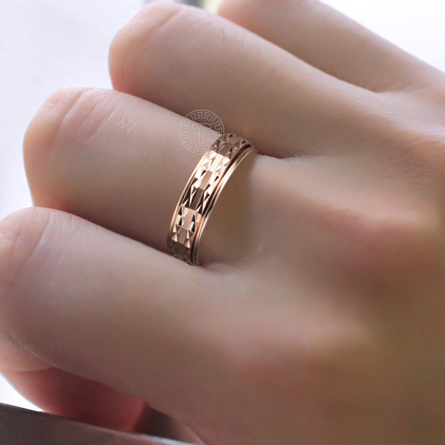 Pierścień Spinner z różowego złota wypełniony 6mm, rzeźbiony, dla kobiet i dziewcząt - biżuteria ślubna, urodzinowy prezent - Wianko - 13