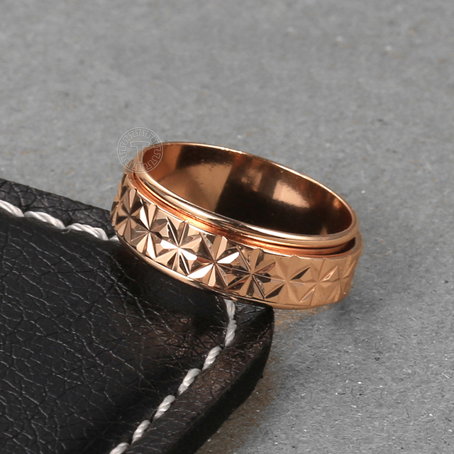 Pierścień Spinner z różowego złota wypełniony 6mm, rzeźbiony, dla kobiet i dziewcząt - biżuteria ślubna, urodzinowy prezent - Wianko - 10