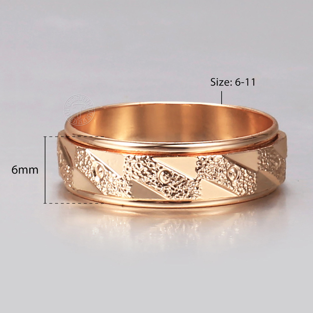 Pierścień Spinner z różowego złota wypełniony 6mm, rzeźbiony, dla kobiet i dziewcząt - biżuteria ślubna, urodzinowy prezent - Wianko - 2