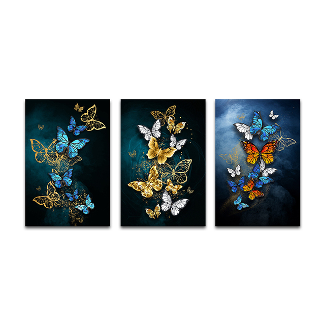 Luksusowy obraz malarstwa artystycznego - Złoty motyl - Plakat i druk na płótnie - Wystrój domu - Wianko - 8