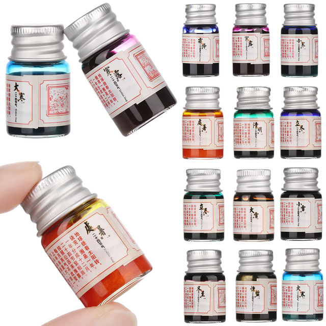Portfelowe 24-kolorowe farby akwarelowe w butelkach 5 ml z brokatem kaligrafii do wiecznego pióra - Wianko - 15