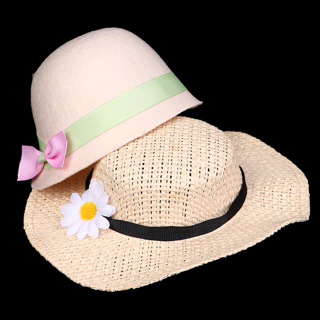 Lalki dziewczynki 18 Cal z kapeluszem słomkowym na lato - pasują do lalki chłopca 43cm, z łukiem - prezentowa stylizacja na lato - Wianko - 1