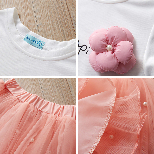 Jesienne sukienki 'Princeska' dla dziewczynek w kwiatowe wzory - najmodniejszy kostium imprezowy dla dzieci Mesh - rozmiary 2-6Y - Wianko - 4