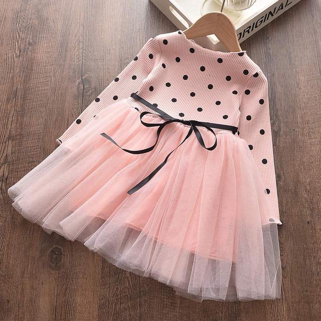 Jesienne sukienki 'Princeska' dla dziewczynek w kwiatowe wzory - najmodniejszy kostium imprezowy dla dzieci Mesh - rozmiary 2-6Y - Wianko - 5