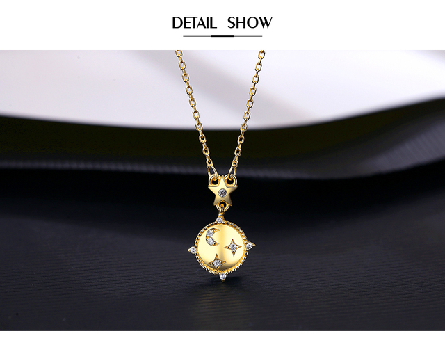 Naszyjnik PAG & MAG w kształcie gwiazdy z przezroczystą cyrkonią w kolorze złota i srebra - biżuteria z cyrkoniami w kształcie księżyca dla kobiet 14k - Wianko - 3