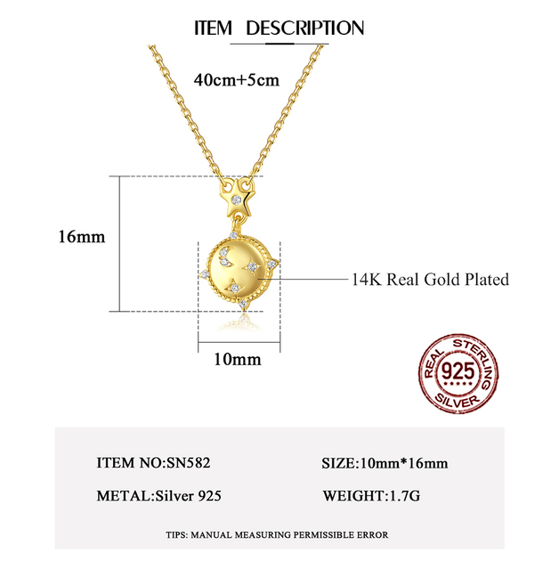 Naszyjnik PAG & MAG w kształcie gwiazdy z przezroczystą cyrkonią w kolorze złota i srebra - biżuteria z cyrkoniami w kształcie księżyca dla kobiet 14k - Wianko - 1