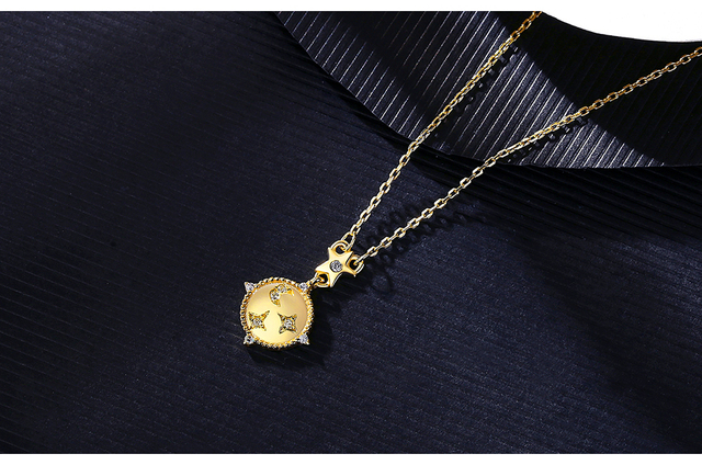 Naszyjnik PAG & MAG w kształcie gwiazdy z przezroczystą cyrkonią w kolorze złota i srebra - biżuteria z cyrkoniami w kształcie księżyca dla kobiet 14k - Wianko - 5