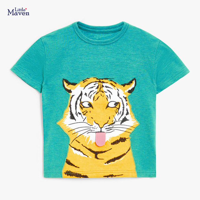 Koszulka dla chłopców 'Little Maven' lato 2021 z grafiką tygrysa, rozmiar 2-7 lat, marki CottonB, 100% bawełna - Wianko - 10