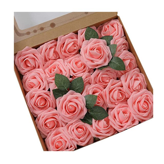 25 sztuk pianka PE główki kwiatów róży z łodygi i liści - DIY kwietna ściana na wesele i dekoracja - sztuczne kwiaty róże wieniec - Wianko - 9