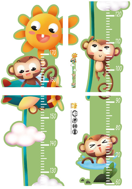 Naklejka ścienna linijka DIY z wzrostem dla dzieci - Śliczny jednorożec małpa Cartoon - Wianko - 8