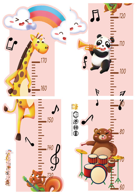 Naklejka ścienna linijka DIY z wzrostem dla dzieci - Śliczny jednorożec małpa Cartoon - Wianko - 2
