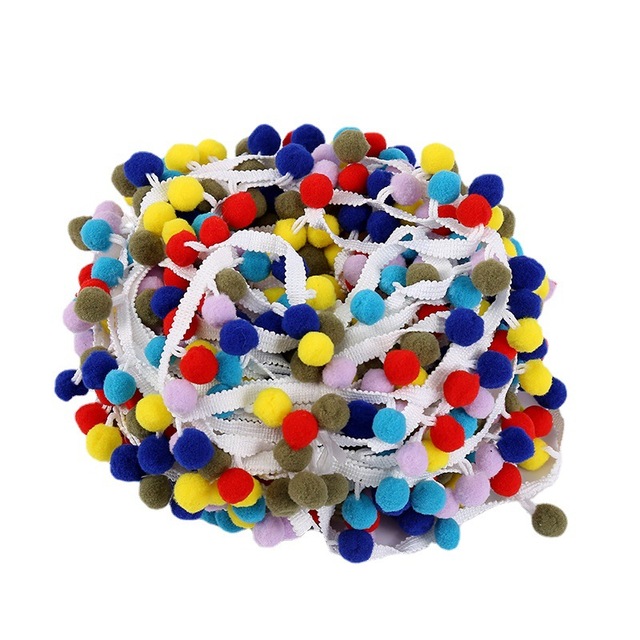 Kolorowa koronka Pom Pom Fluff - 2 jardy, piłka wstążka perła, akcesoria rękodzieła DIY - Wianko - 8