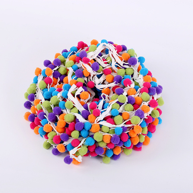 Kolorowa koronka Pom Pom Fluff - 2 jardy, piłka wstążka perła, akcesoria rękodzieła DIY - Wianko - 7