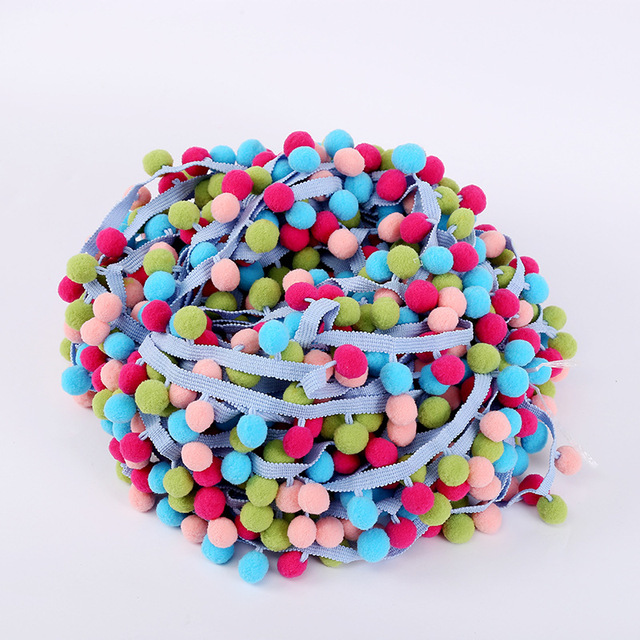 Kolorowa koronka Pom Pom Fluff - 2 jardy, piłka wstążka perła, akcesoria rękodzieła DIY - Wianko - 6