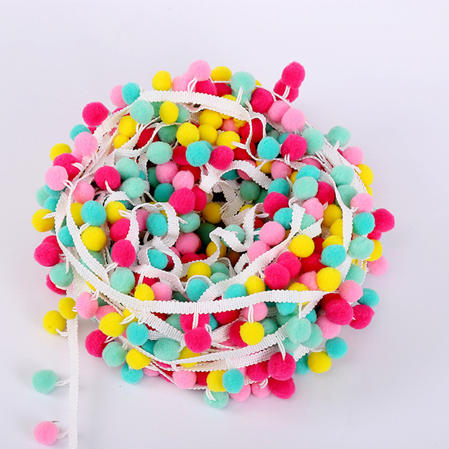 Kolorowa koronka Pom Pom Fluff - 2 jardy, piłka wstążka perła, akcesoria rękodzieła DIY - Wianko - 5