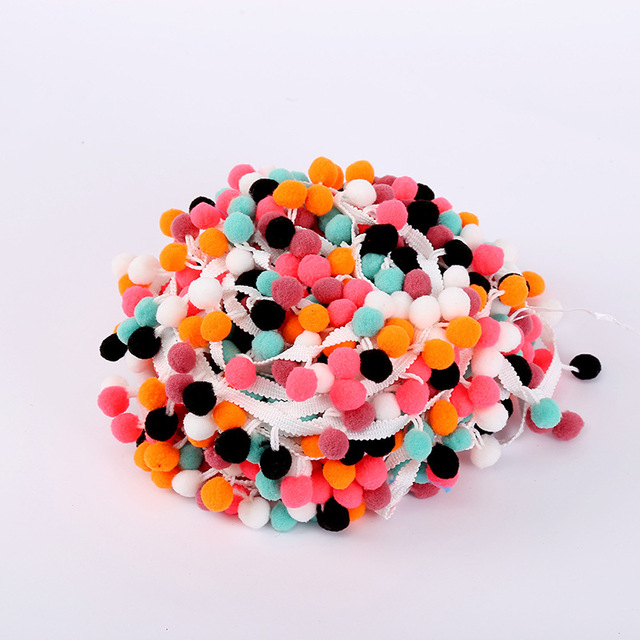 Kolorowa koronka Pom Pom Fluff - 2 jardy, piłka wstążka perła, akcesoria rękodzieła DIY - Wianko - 10